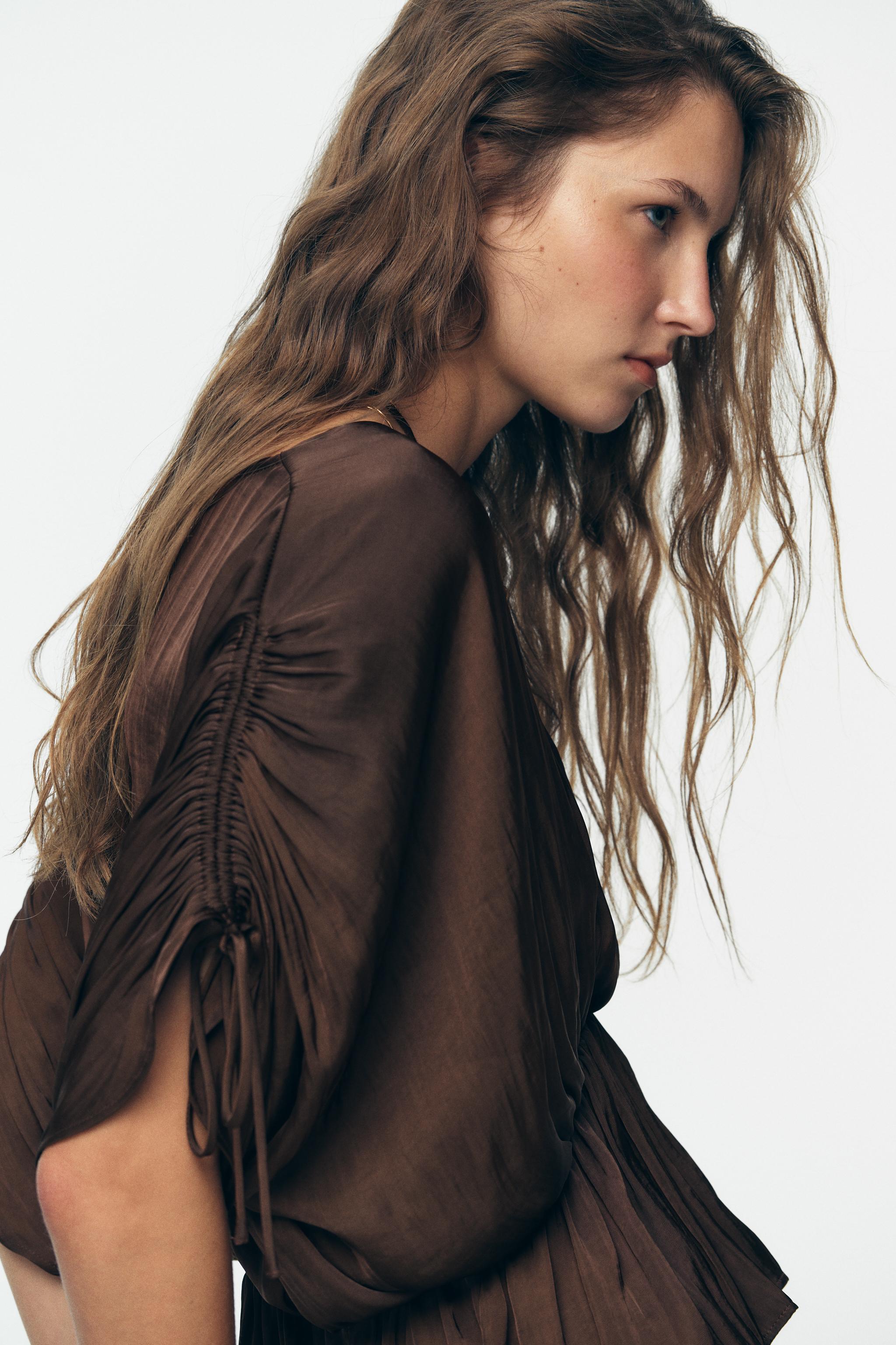 RUCHED SATIN EFFECT BLOUSE